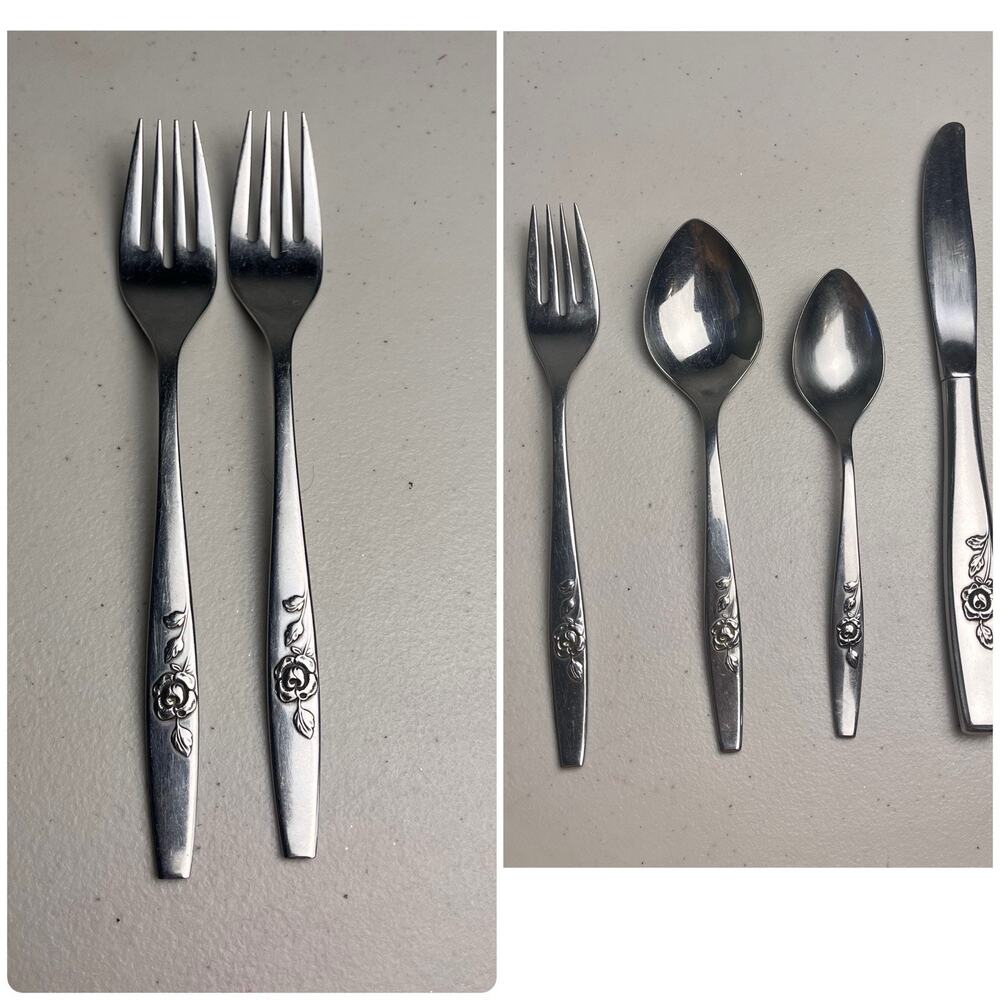 Oneida Our Rose SSS Stainless Steel Spoon Fork Butter Knife Lot of 6 Pieces